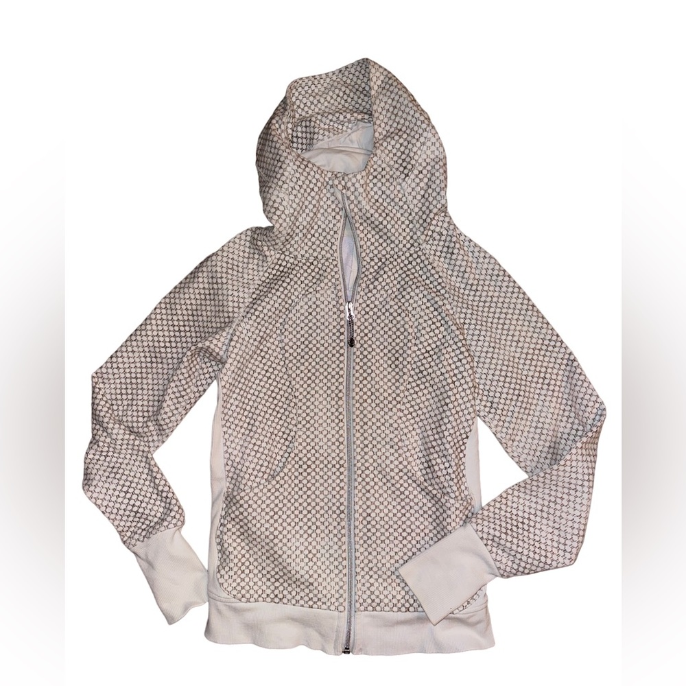 Lululemon Scuba Hoodie Dottie Eyelet White and dark brown